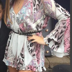 Printed bell sleeve romper